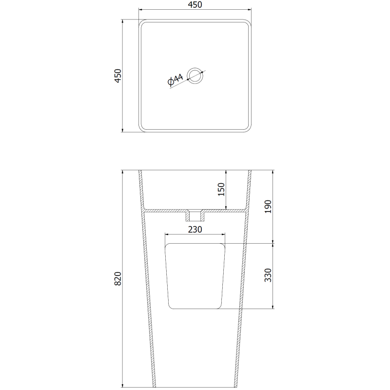 Mexen Adora voľne stojace umývadlo z konglomerátu 45 x 45 cm, biela matná - 26564500