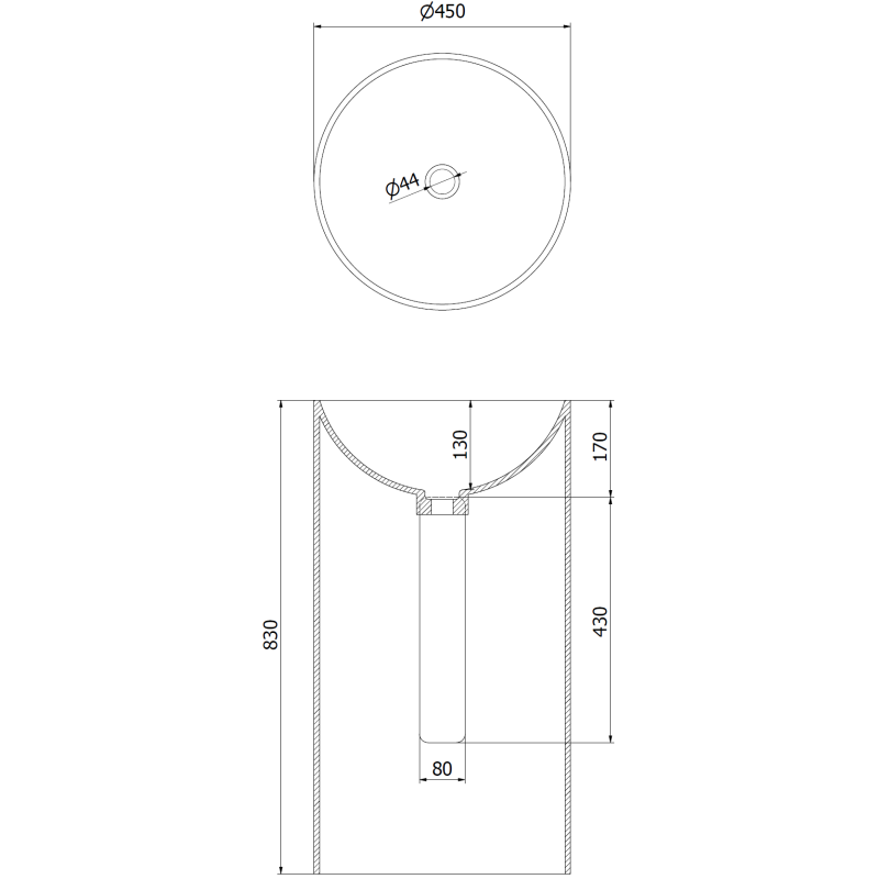Mexen Ajax-01 samostatne stojace umývadlo z konglomerátu 45 x 45 cm, biela mat - 26504500