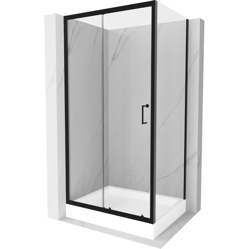 Mexen Apia sprchový kút posuvný 100 x 80 cm, transparentný, čierny + sprchová vanička Rio - 840-100-080-70-00-4510