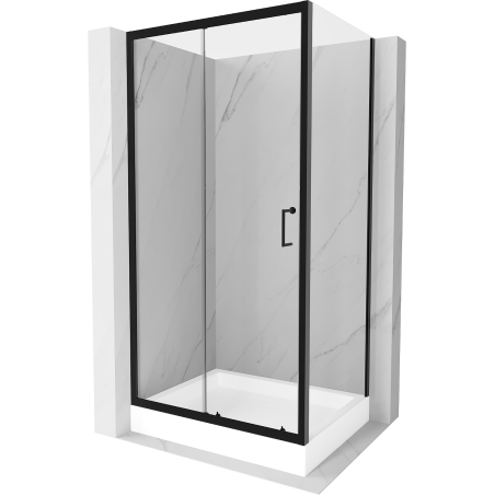 Mexen Apia sprchový kút posuvný 100 x 80 cm, transparentný, čierny + sprchová vanička Rio - 840-100-080-70-00-4510