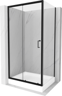 Mexen Apia sprchová kabína, posuvné dvere 100 x 80 cm, transparentnéné, čierna + závesný bidet Rio - 840-100-080-70-00-4510