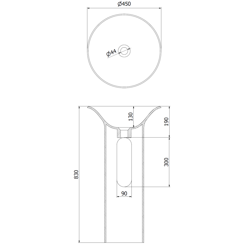 Mexen Leta voľne stojaca umývadlo z konglomerátu 45 x 45 cm, biela matná - 26574500