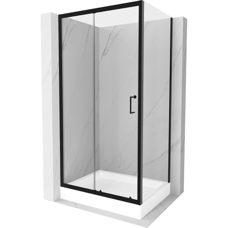 Mexen Apia posuvná sprchová kabína 120 x 80 cm, priehľadná, čierna + brodzik Rio - 840-120-080-70-00-4510