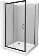 Mexen Apia posuvná sprchová kabína 90 x 90 cm, transparentná, čierna + vanička Flat, biela - 840-090-090-70-00-4010B