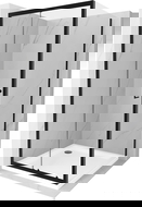 Mexen Apia sprchová kabína posuvná 90 x 90 cm, transparentná, čierna + vanička Flat, biela- 840-090-090-70-00-4010B