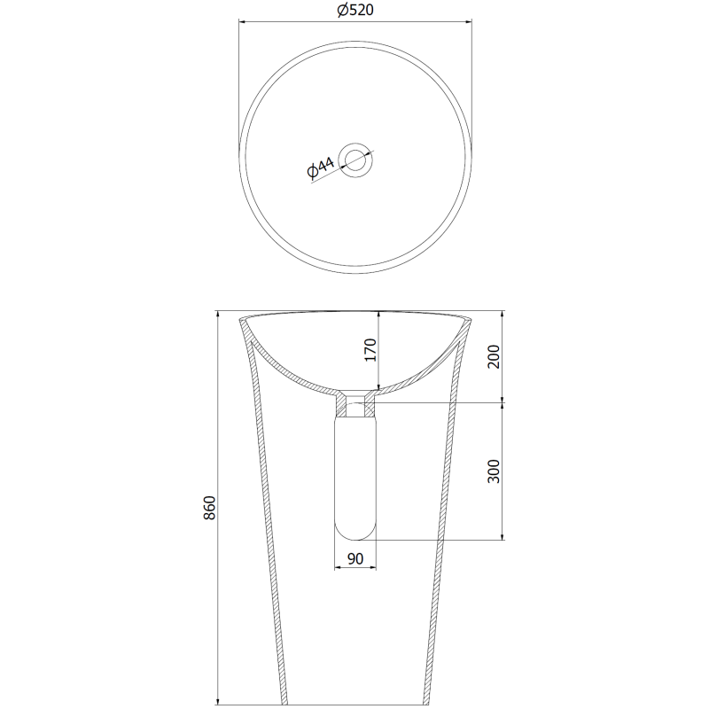 Mexen Nilda voľne stojace umývadlo z konglomerátu 52 x 52 cm, biela matná - 26555200