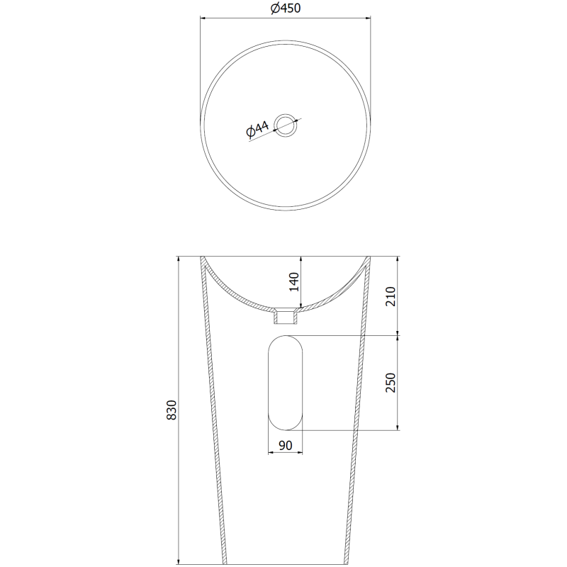 Mexen Onyx-03 voľne stojaca umývadlo z konglomerátu 45 x 45 cm, biela matná - 26534500