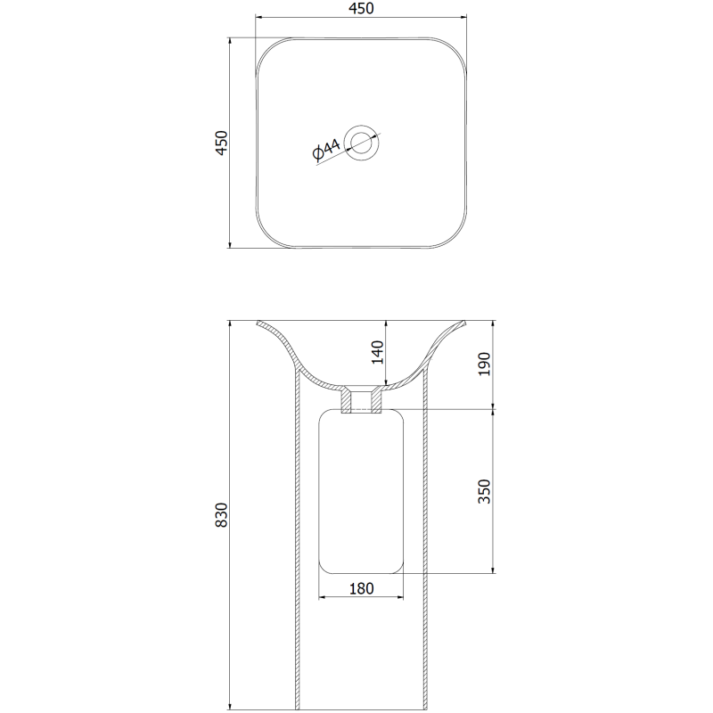 Mexen Ria voľne stojace umývadlo z konglomerátu 45 x 45 cm, biela mat - 26584500