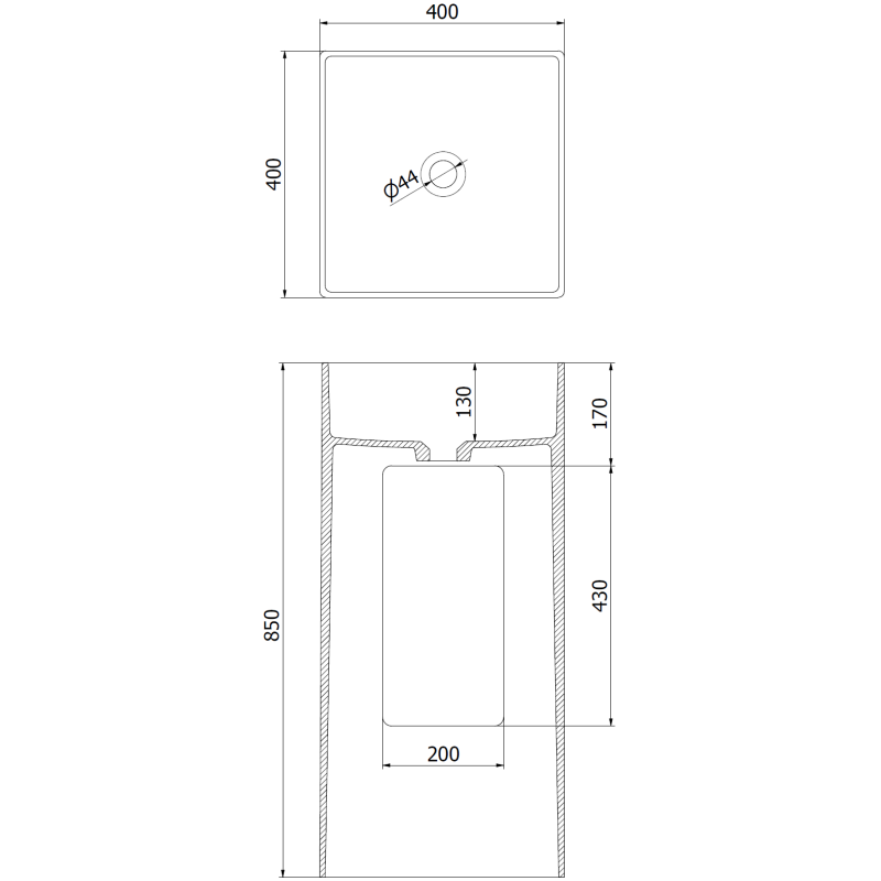 Mexen Xola-1 voľne stojaci umývadlo z konglomerátu 40 x 40 cm, biela mat - 26594000