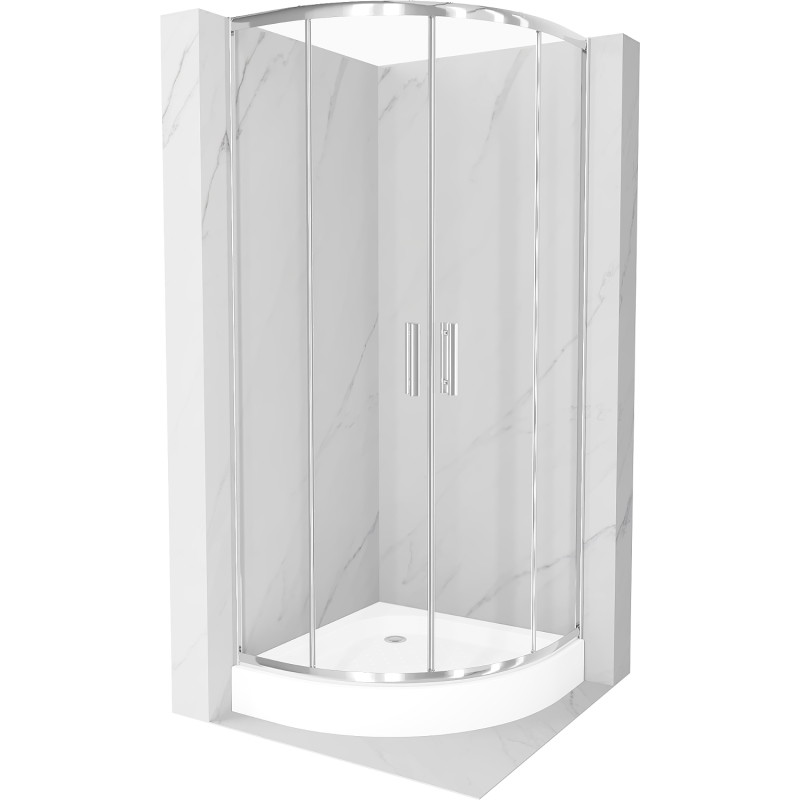 Mexen Rio sprchový kút polkruhový 70 x 70 cm, transparentný, chróm + vanička, biela - 863-070-070-01-00-4710