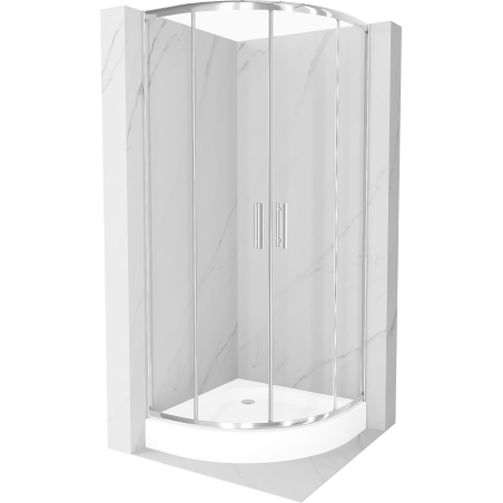 Mexen Rio sprchový kút polkruhový 70 x 70 cm, transparentný, chróm + vanička, biela - 863-070-070-01-00-4710