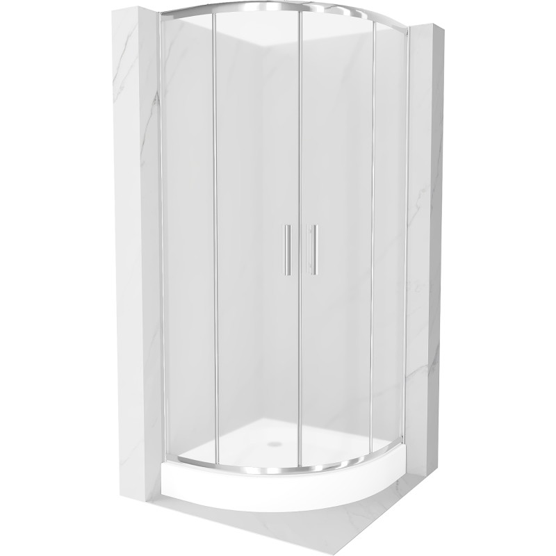 Mexen Rio sprchová kabína polkruhová 70 x 70 cm, mráz, chróm + vanička, biela - 863-070-070-01-30-4710