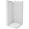 Mexen Rio sprchovací kút polkruhový 90 x 90 cm, transparentný, chróm + vanička Flat, biely - 863-090-090-01-00-4110