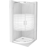 Mexen Rio sprchový kút polkruhový 90 x 90 cm, pruhy, chróm + sprchová vanička Flat, biela - 863-090-090-01-20-4110