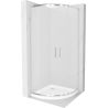 Mexen Rio polkruhová sprchová kabína 90 x 90 cm, matné sklo, chróm + vanička Flat, biela - 863-090-090-01-30-4110