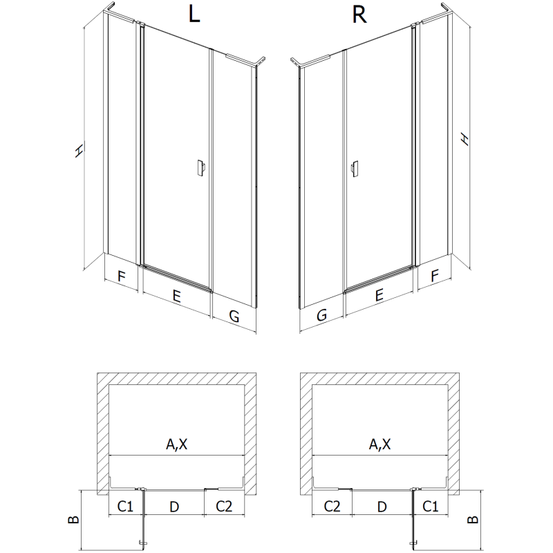 Mexen Mist L sprchové dvere otváracie 145 cm, transparentné, chróm - 8A4L-145-001-01-00