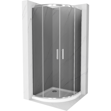 Mexen Rio sprchový kout polokruhový 90 x 90 cm, grafit, chrom + vanička Flat, biela - 863-090-090-01-40-4110