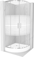 Mexen Rio sprchový kút polokruhový 70 x 70 cm, pruhovaný, chróm + sprchová vanička Rio, biela - 863-070-070-01-20-4710