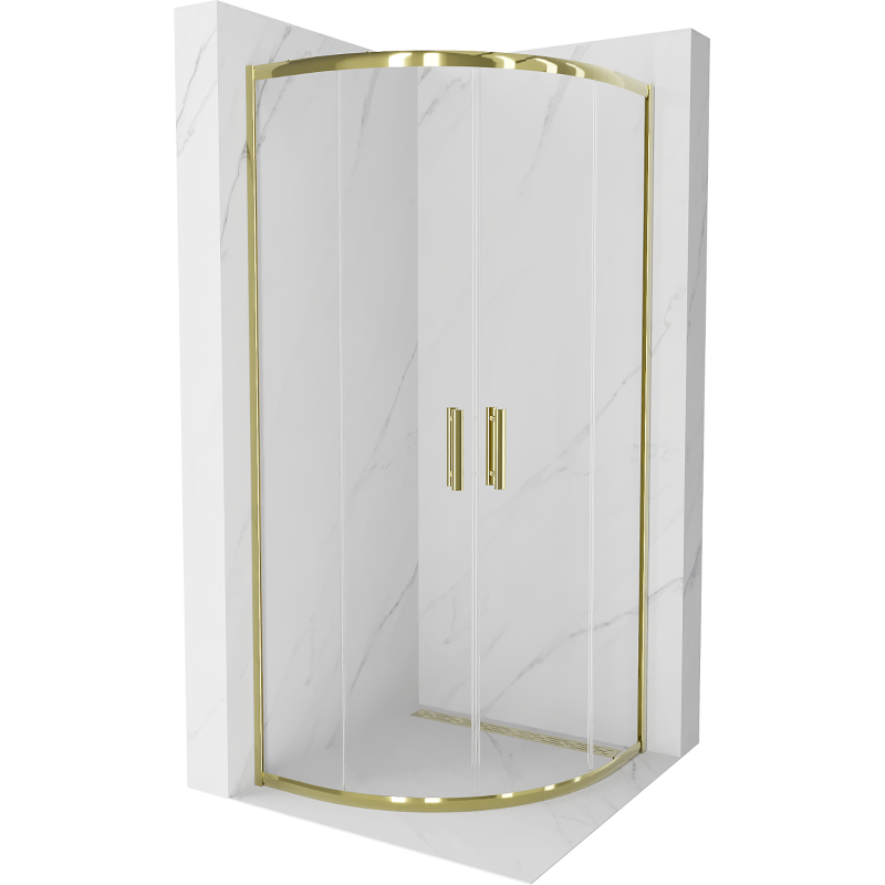 Mexen Rio polkruhový sprchový kút 90 x 90 cm, transparentný, zlatý - 863-090-090-50-00