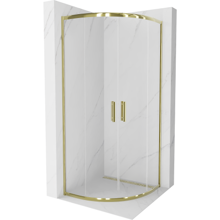 Mexen Rio polkruhový sprchový kút 90 x 90 cm, transparentný, zlatý - 863-090-090-50-00