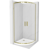 Mexen Rio sprchový kout půlkruhový 80 x 80 cm, transparentní, zlatý + sprchový set Flat, bílý - 863-080-080-50-00-4110G