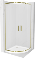Mexen Rio sprchový kout půlkruhový 80 x 80 cm, matný, zlatý + vana Flat, bílá - 863-080-080-50-30-4110G
