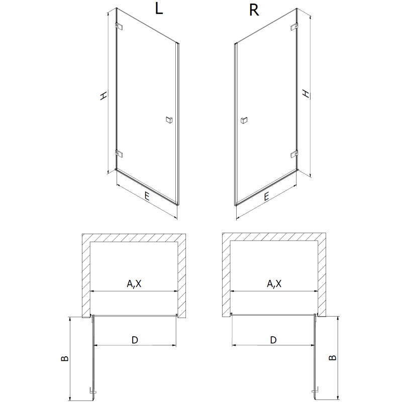 Mexen Lunar-B sprchové dvere otváracie pravé 75 cm, priehľadné, brúsená meď - 832-075-000-65-00-P