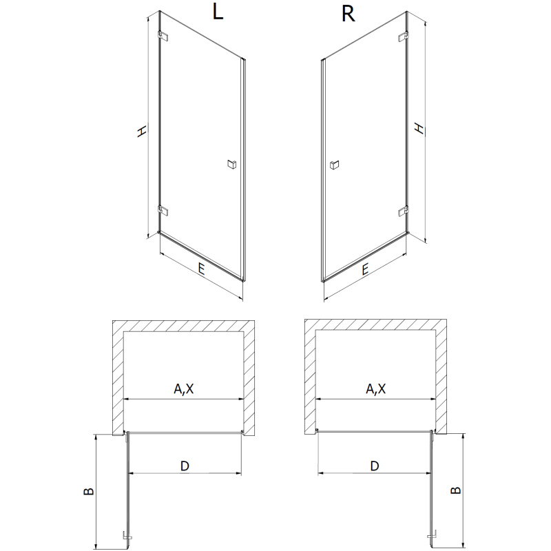 Mexen Lunar-B sprchové dvere pravé 90 cm, priehľadné, brúsený nikel - 832-090-000-97-00-P