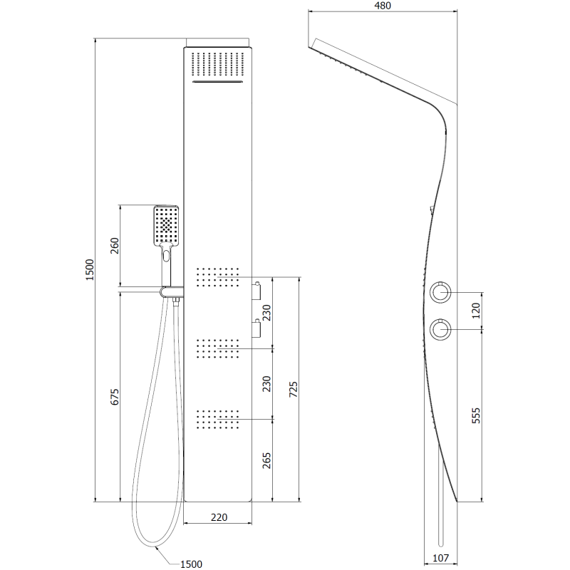 Mexen Bali sprchový panel, čierny/biely - 7622-03-71