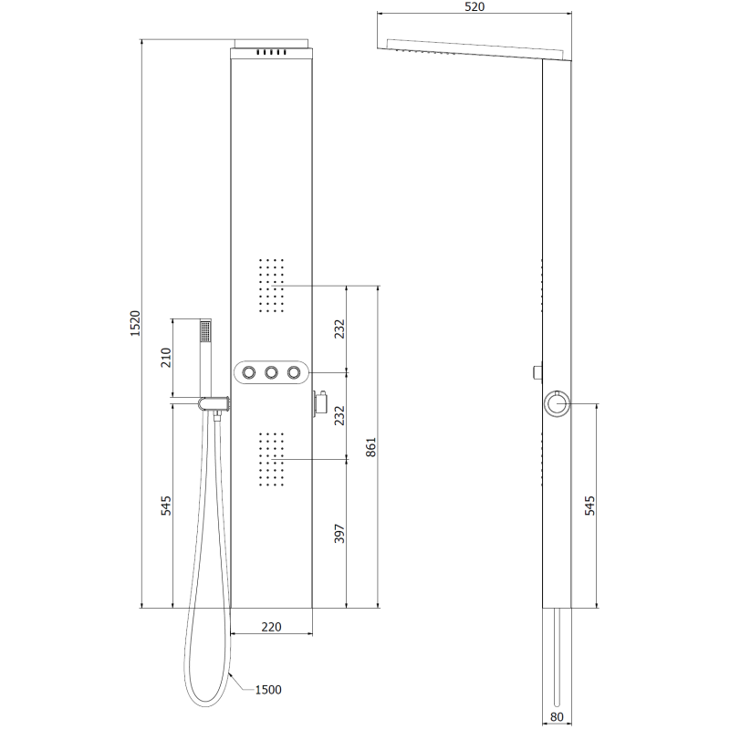 Mexen Omar sprchový panel, chróm - 7610-03-00