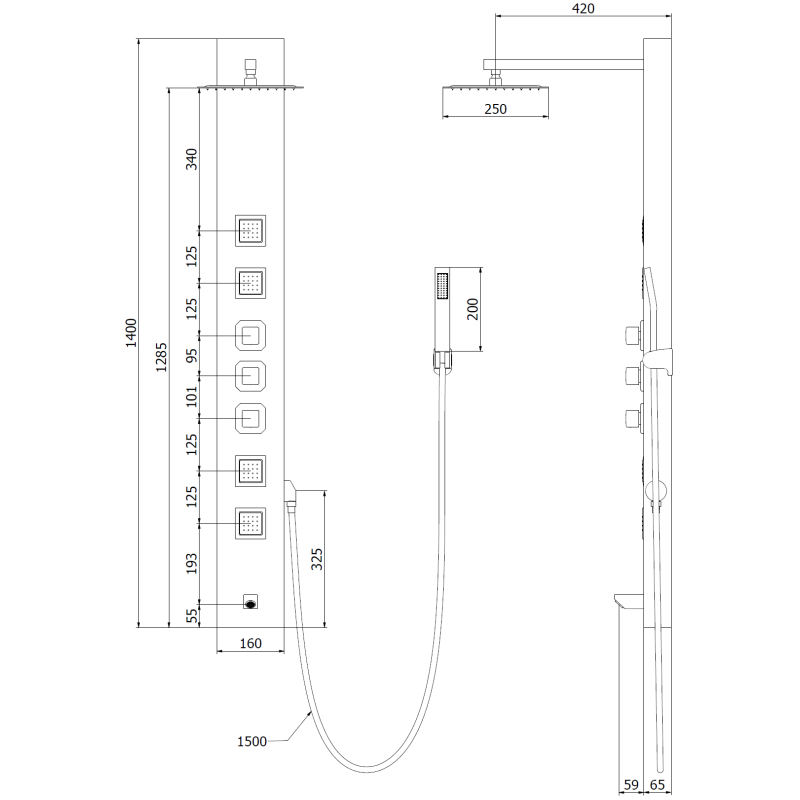 Mexen Orco sprchový panel, chróm - 7607-03-00