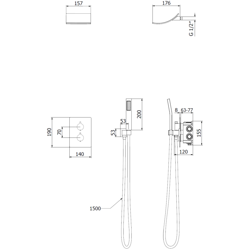 Mexen Salto podomietková sprchová súprava, chróm - 7604-02-00