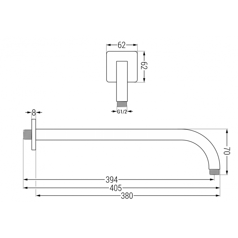 Mexen nástenné sprchové ramie 38 cm chróm - 79113-00