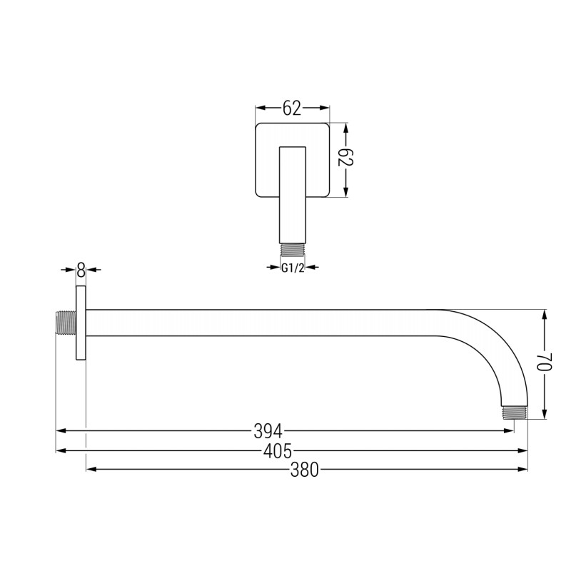 Mexen Uni nástenné sprchové rameno 38 cm chróm - 79113-00