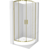 Mexen Rio sprchový kút polkruhový 90 x 90 cm, transparentný, zlatý + vanička Rio, biela - 863-090-090-50-00-4710