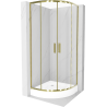 Mexen Rio sprchový kút polokruhový 90 x 90 cm, transparentný, zlatý + vanička Rio, biela - 863-090-090-50-00-4710
