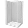 Mexen Roma sprchový kút s otváracími dverami 70 x 90 cm, transparentný, chróm + sprchová vanička Flat - 854-070-090-01-00-4010