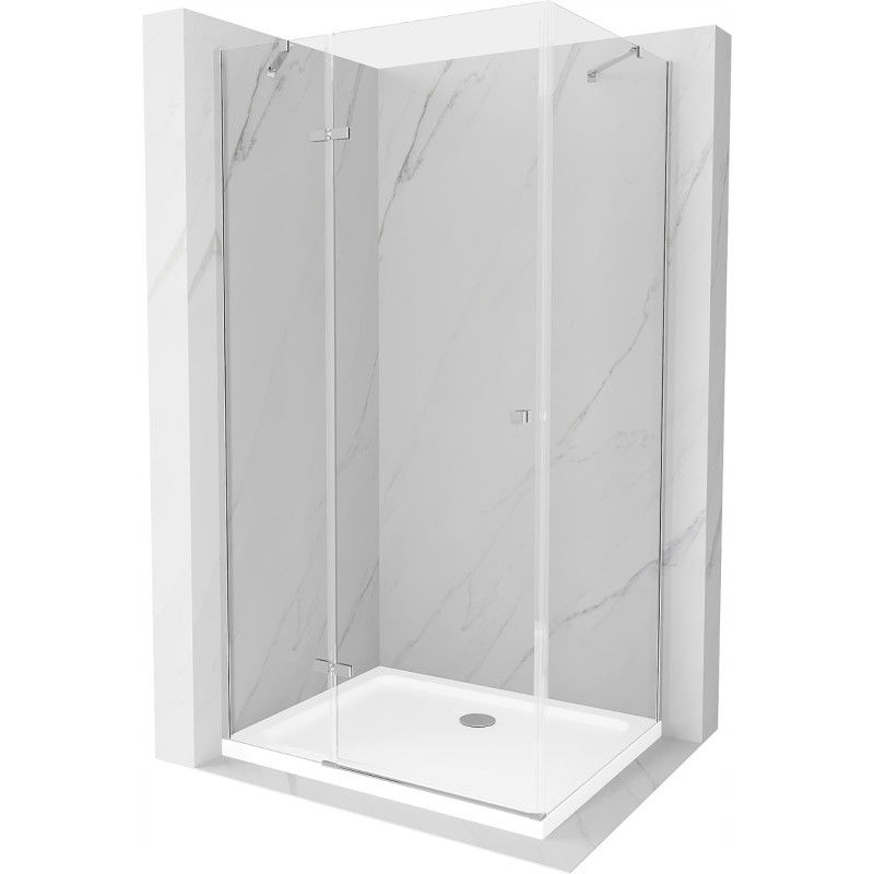 Mexen Roma sprchový kút s otváracími dverami 100 x 80 cm, transparentný, chróm + vanička Flat - 854-100-080-01-00-4010