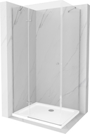 Mexen Roma sprchový kút s otváracími dverami 100 x 80 cm, transparentný, chróm + vanička Flat - 854-100-080-01-00-4010