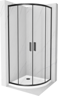 Mexen Rio sprchovací kút polokruhový 90 x 90 cm, priehľadný, čierny + vanička Flat, biela - 863-090-090-70-00-4110B