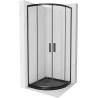 Mexen Rio sprchový kout půlkruhový 90 x 90 cm, transparentní, černý + vanička Flat, černá - 863-090-090-70-00-4170B