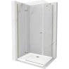 Mexen Roma sprchový kút výklopný 70 x 90 cm, transparentný, zlatý + vanička Flat - 854-070-090-50-00-4010