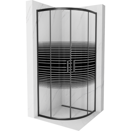 Mexen Rio polkruhová sprchová kabína 80 x 80 cm, čierne pásy, čierna - 863-080-080-70-20