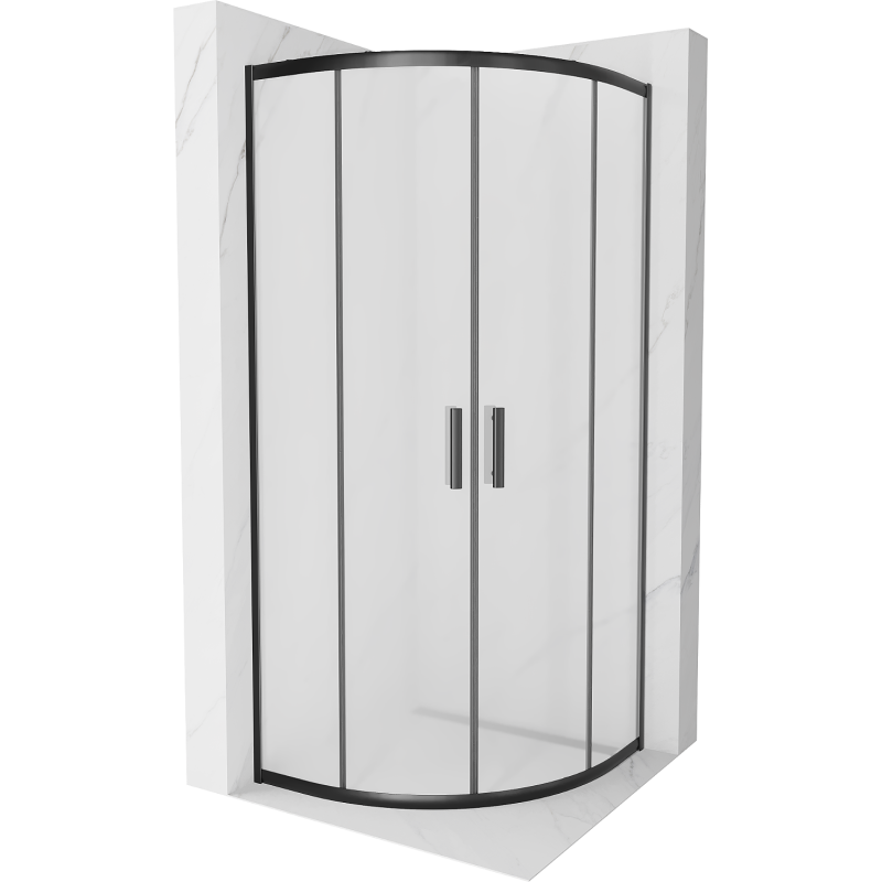 Mexen Rio oblúková sprchová kabína 90 x 90 cm, námraza, čierna - 863-090-090-70-30