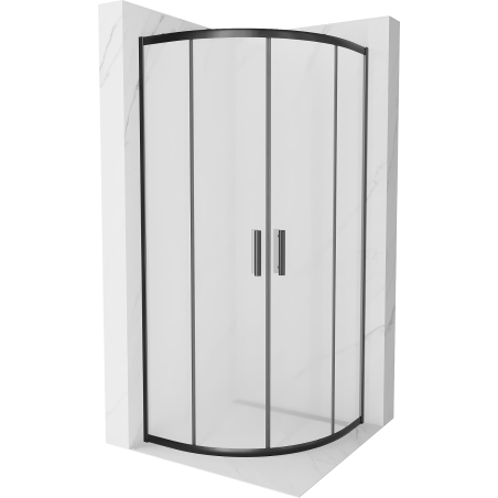 Mexen Rio oblúková sprchová kabína 90 x 90 cm, námraza, čierna - 863-090-090-70-30