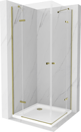 Mexen Roma Duo sprchová kabína, kyvné dvere 80 x 80 cm, transparentnéné, zlatá + závesný bidet Flat - 854-080-080-50-02-4010G