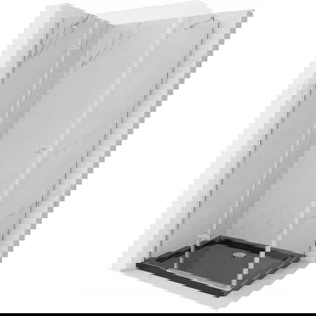 Mexen Roma sprchovací kút otvárací 100 x 90 cm, transparentný, chróm + sprchová vanička Flat, čierna - 854-100-090-01-00-4070