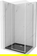Mexen Roma sprchový kút otvárací 120 x 80 cm, transparentný, chróm + vanička Flat, čierna - 854-120-080-01-00-4070