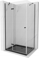 Mexen Roma sprchovací kút sklopný 100 x 90 cm, priehľadný, čierny + vanička Flat, čierna - 854-100-090-70-00-4070B