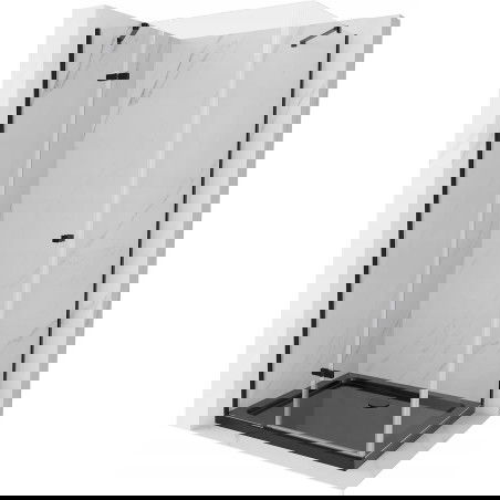 Mexen Roma sprchovací kút so skladacími dverami 120 x 90 cm, priehľadný, čierny + vanička Flat, čierna